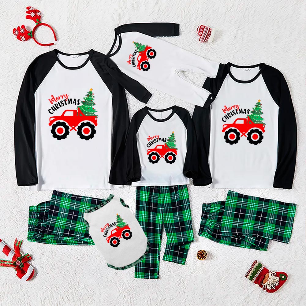 Red Truck With Xmas Tree Christmas Matching Pajamas Green - variant image 1