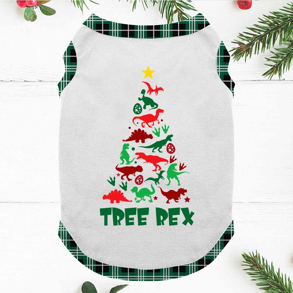 Dinosaur Tree Christmas Pajama Sets Green And White