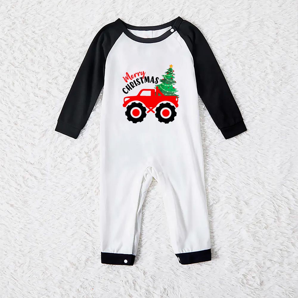 Red Truck With Xmas Tree Christmas Matching Pajamas Green