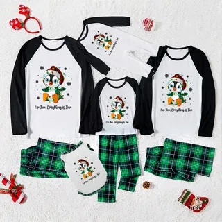 Plaid Penguin Christmas Pajamas Family Everything Is Fine Green