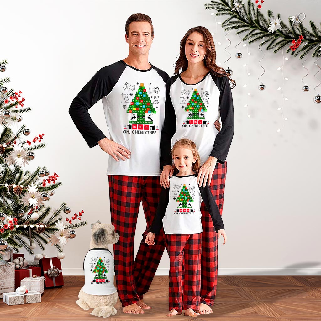 Chemist Tree Matching Christmas Pajamas With Dog White Black - variant image 1