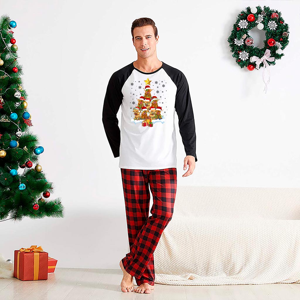 Funny Family Pajamas Christmas Tree With Cow