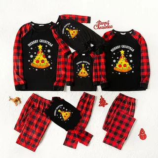 Pizza Xmas Tree Matching Christmas Pajamas For The Family Black