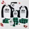 2023 Reindeer Family Pjs Christmas Green Plaid