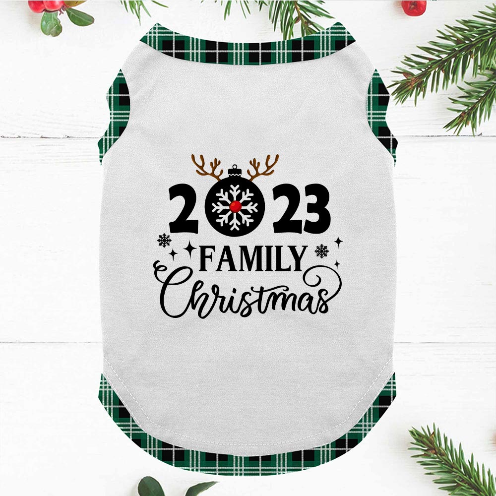 2023 Reindeer Family Pjs Christmas Green Plaid