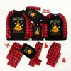 Cute Pizza Tree Family Christmas Pajamas Black