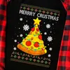 Cute Pizza Tree Family Christmas Pajamas Black