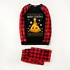 Cute Pizza Tree Family Christmas Pajamas Black