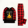 Cute Pizza Tree Family Christmas Pajamas Black