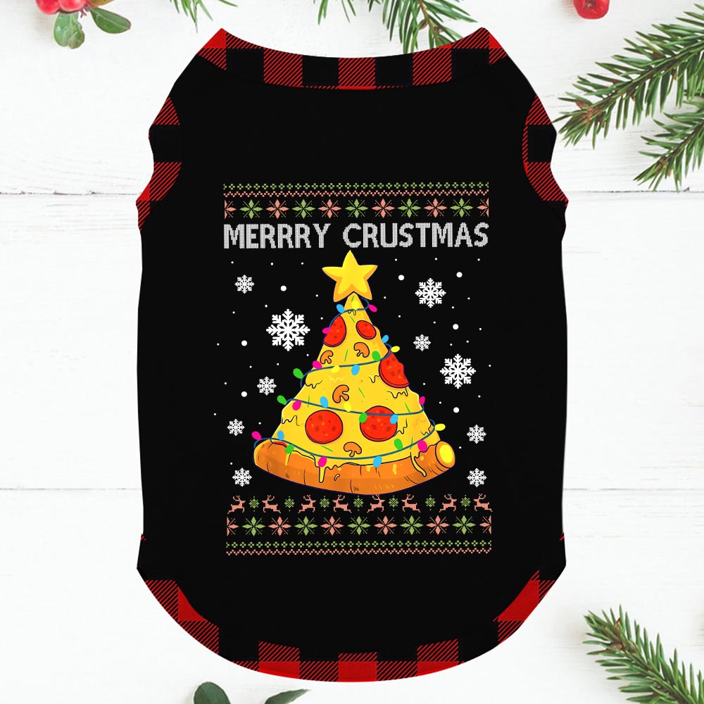 Cute Pizza Tree Family Christmas Pajamas Black