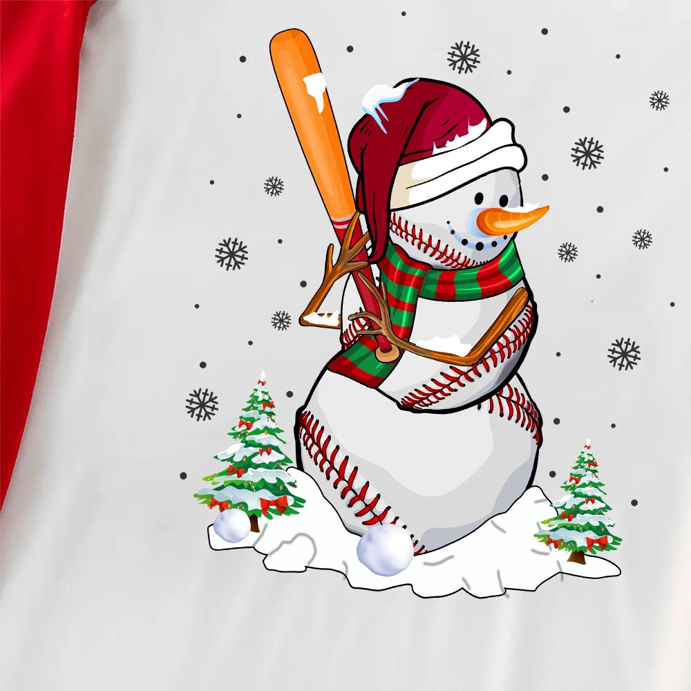 Unique Baseball Snowman Family Christmas Jammies Red