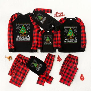 Festive Chemistree Christmas Family Pajamas Ho Ho Ho Black