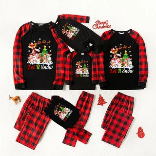 Festive Adult Matching Farm Animal Christmas Pajamas Black