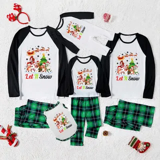 Farm Animals Let It Snow Family Pajamas Christmas Green
