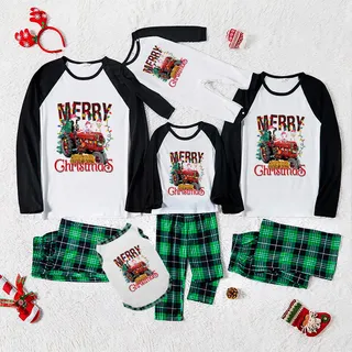 Farm Animals Christmas Jammies For Families Green White