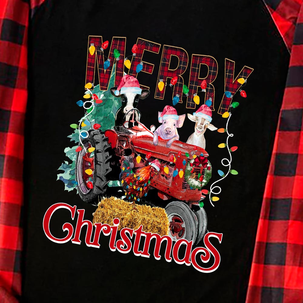 Matching Farm Animals Christmas Pajamas For Adults Black