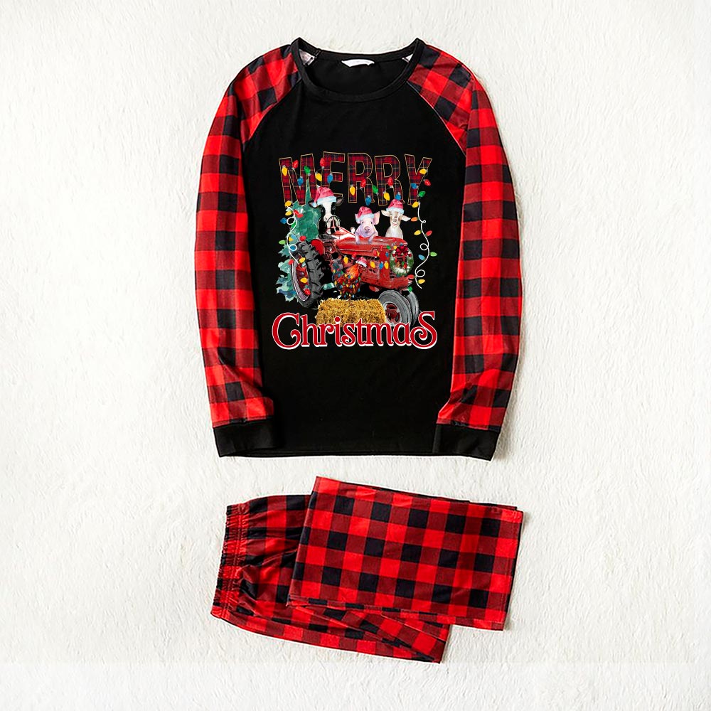 Matching Farm Animals Christmas Pajamas For Adults Black