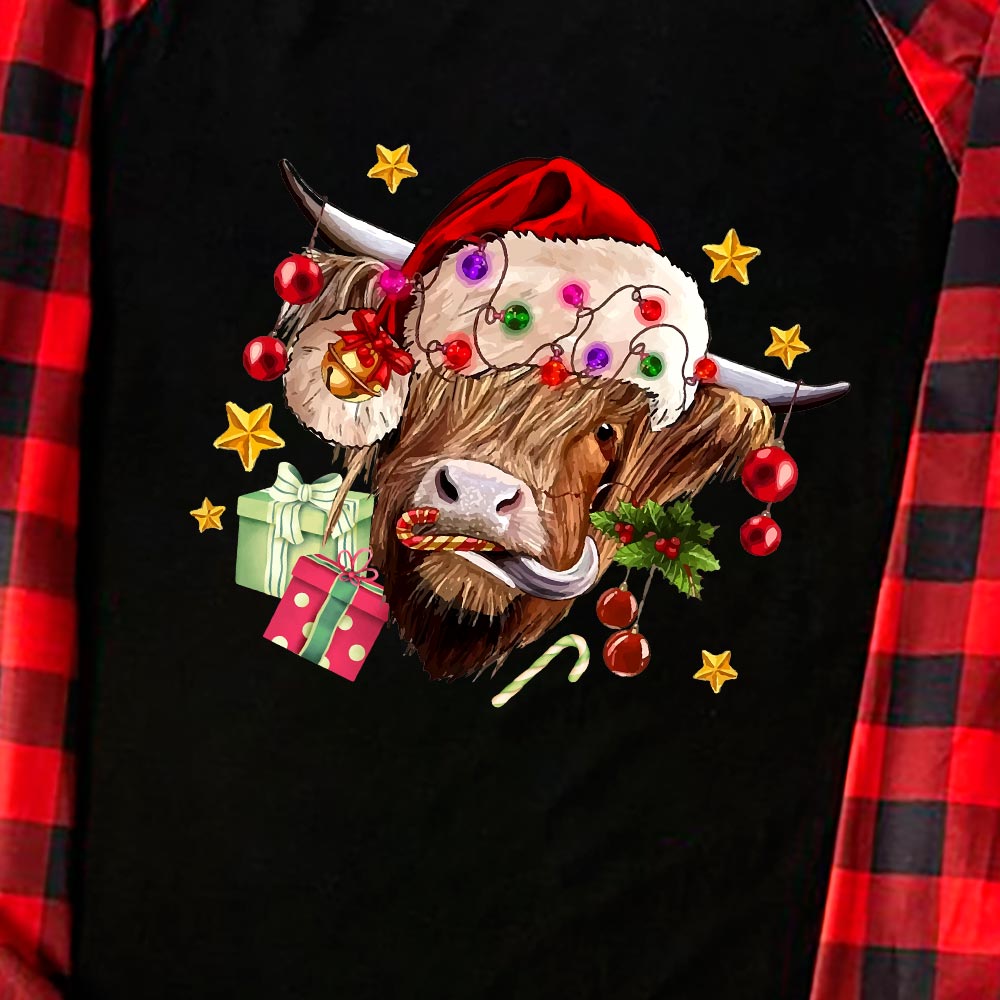 Matching Cow Christmas Pajamas For Adults Black And Red