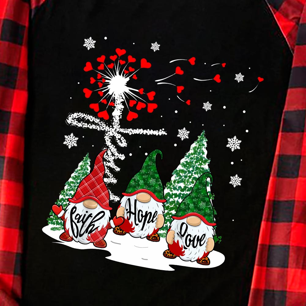 Matching Gnome Faith Hope Love Xmas Pjs Black And Red
