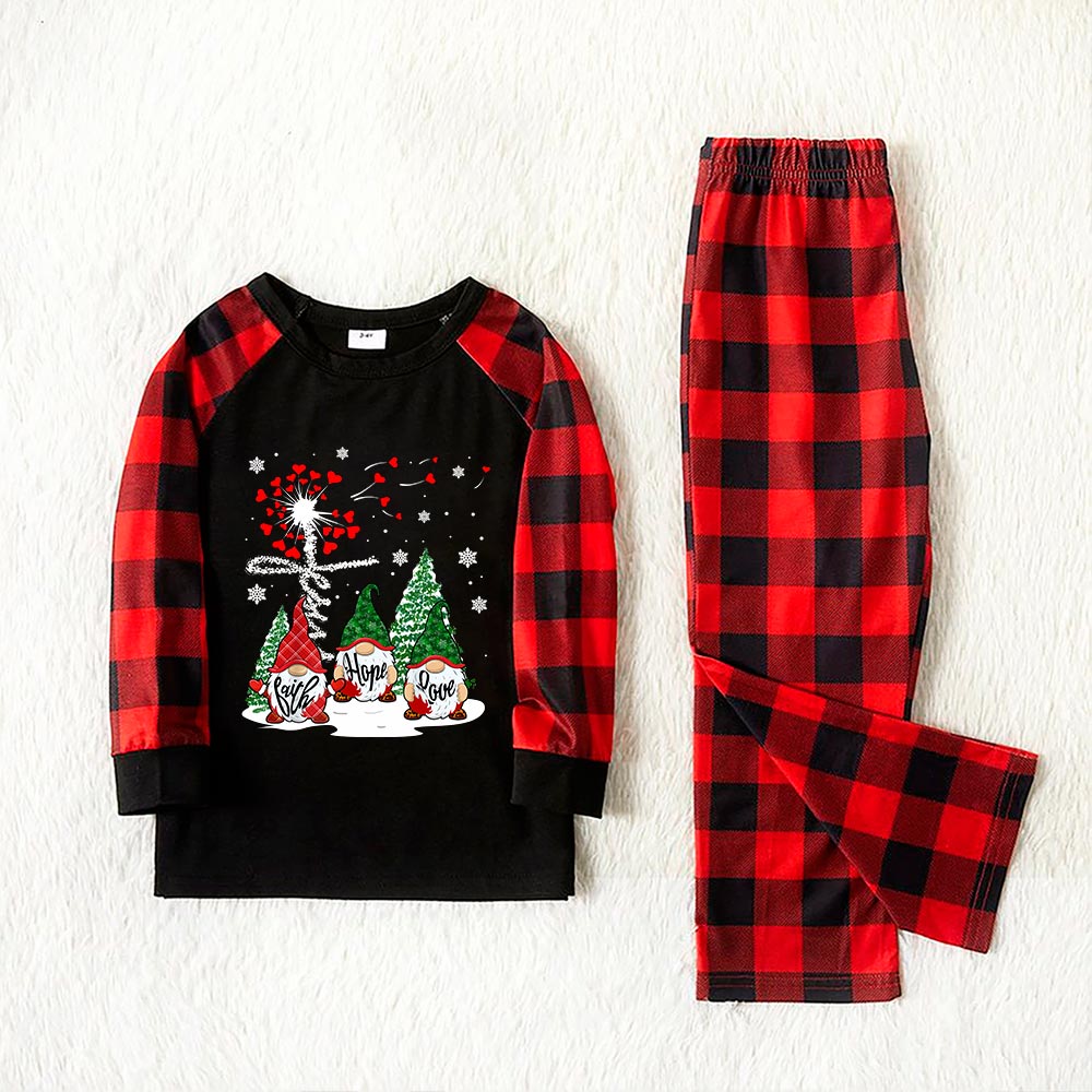 Matching Gnome Faith Hope Love Xmas Pjs Black And Red