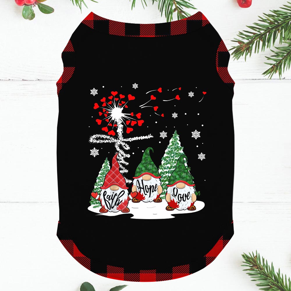 Matching Gnome Faith Hope Love Xmas Pjs Black And Red