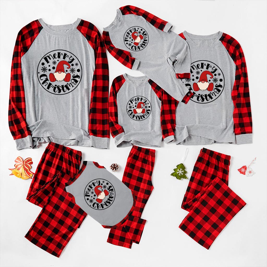 Gnome Festive Xmas Pajamas Saying Merry Christmas
