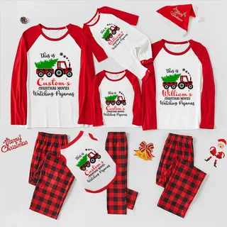 Personalized Matching Pjs With Christmas Red Truck Movies
