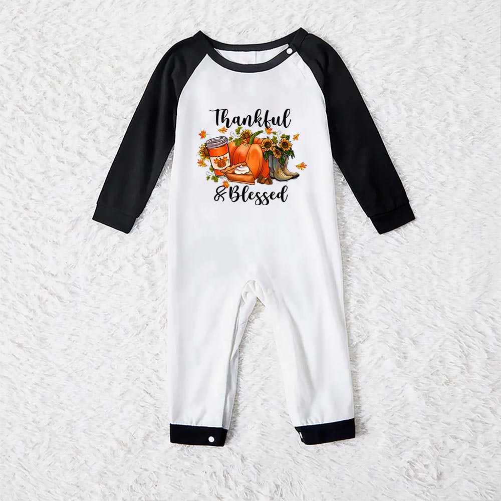 Pumpkin Thanksgiving Family Pjs Thankful And Blessed Green Plaid