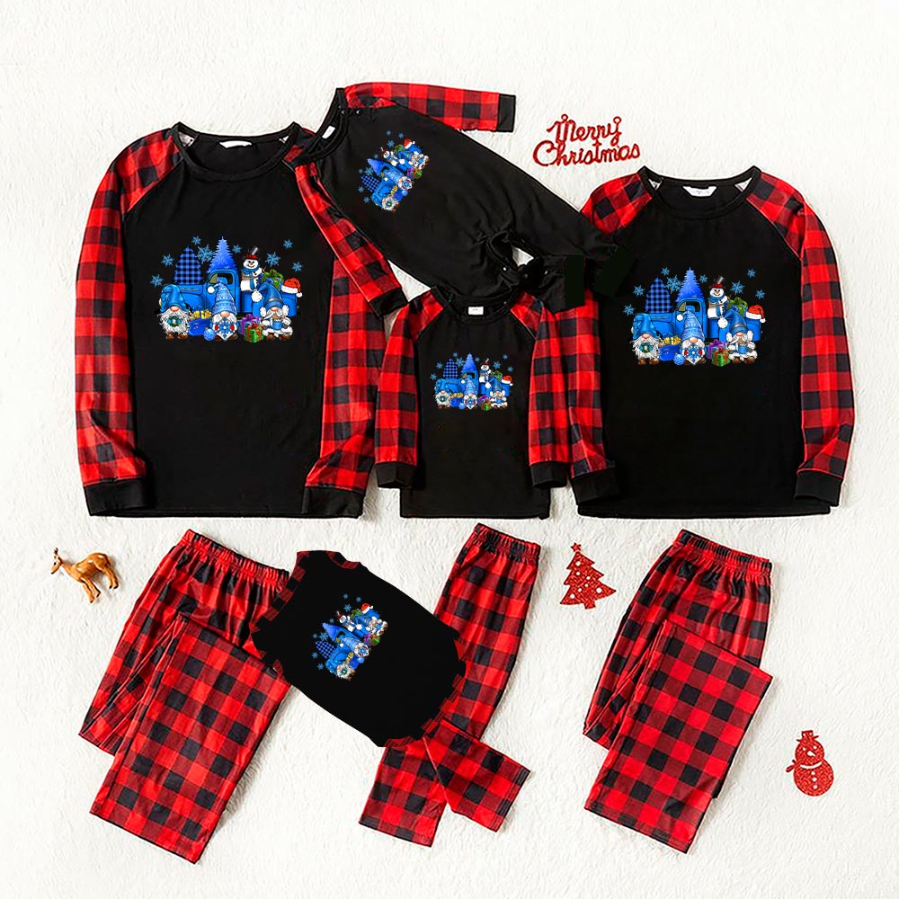 Matching Festive Blue Gnome Christmas Jammies