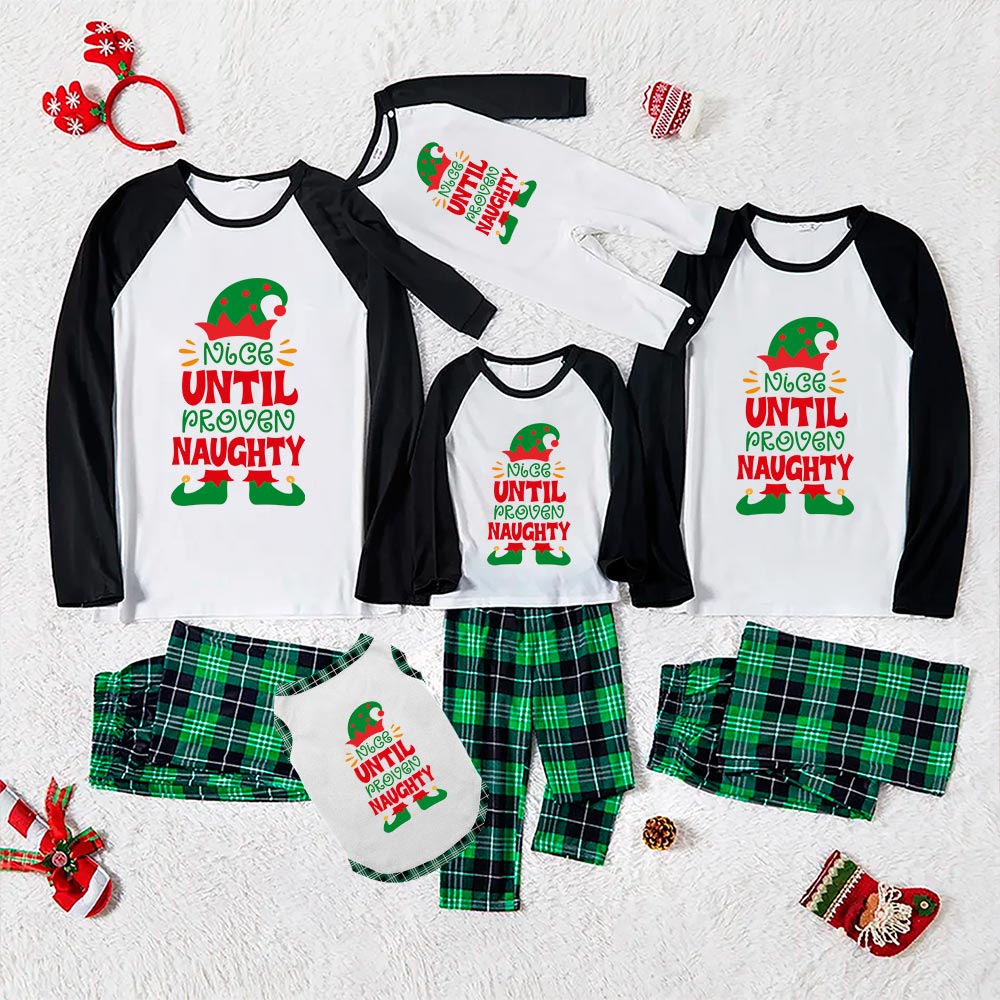 Nice Until Proven Naughty Elf Family Christmas Pajama Set Green - variant image 1