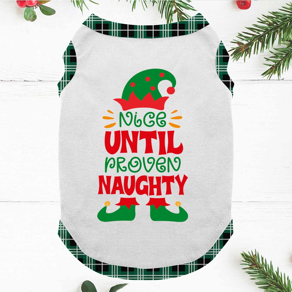 Nice Until Proven Naughty Elf Family Christmas Pajama Set Green