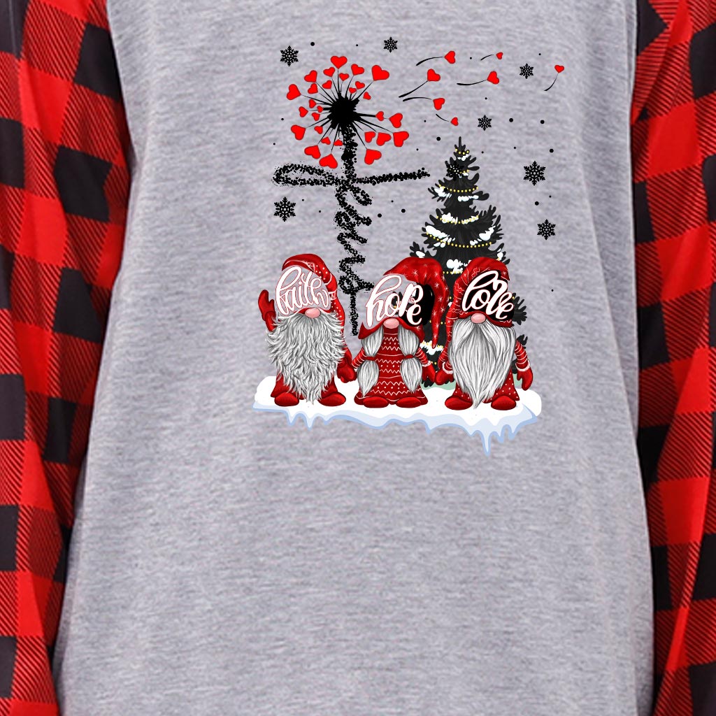 Gnome With Heart Family Christmas Pajama Set Gray