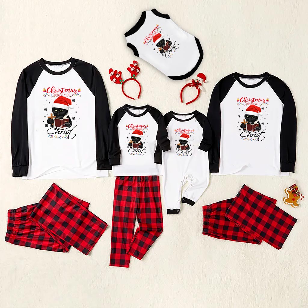 Black Cat Matching Family Pajamas Christmas