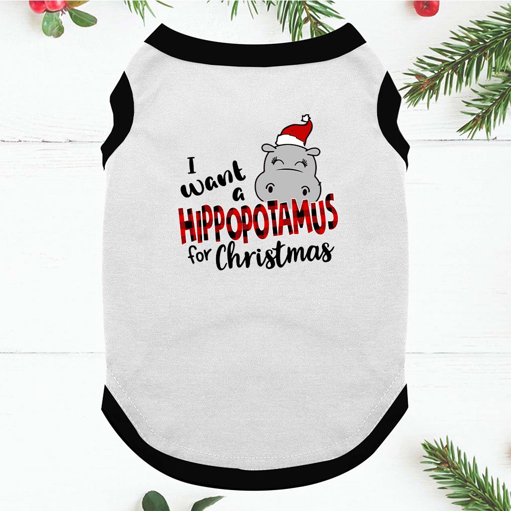 Hippopotamus Matching Christmas Pajama Set White Black