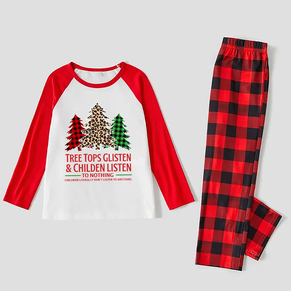 Family Xmas Pjs Colorful Christmas Tree Funny Saying Red