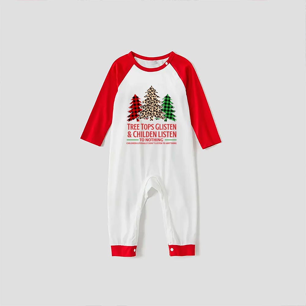 Family Xmas Pjs Colorful Christmas Tree Funny Saying Red