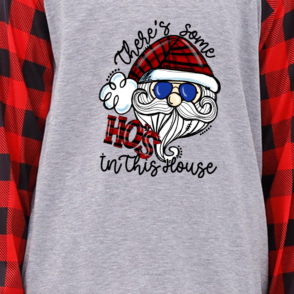 Santa Hos Matching Christmas Pajamas With Dog Gray