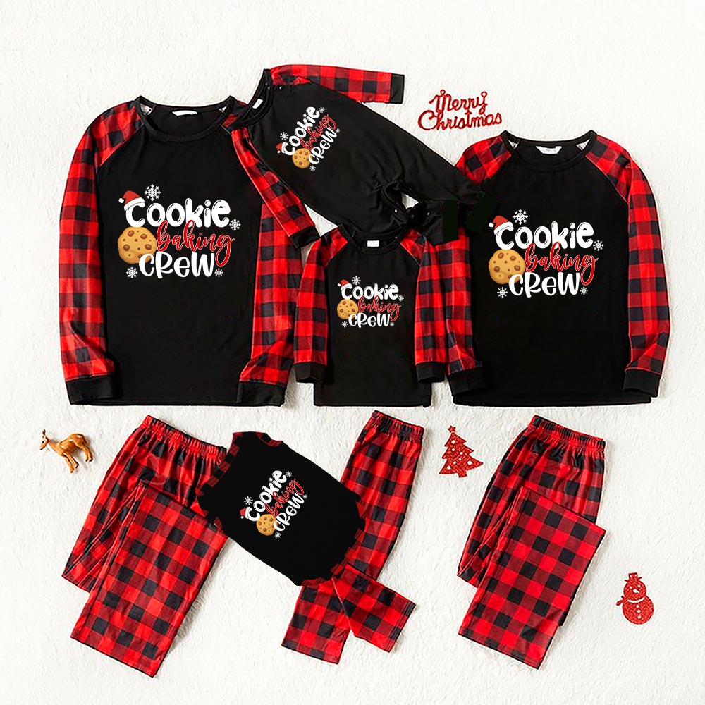 Gingerbread Cookie Pajamas With Santa Hat Black And Red