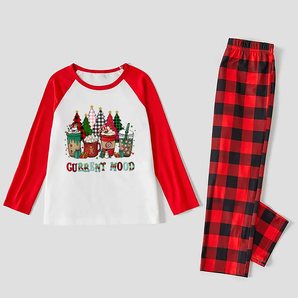 Coffee Matching Family Pajamas With Christmas Tree Red