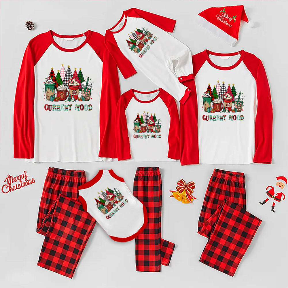 Coffee Matching Family Pajamas With Christmas Tree Red