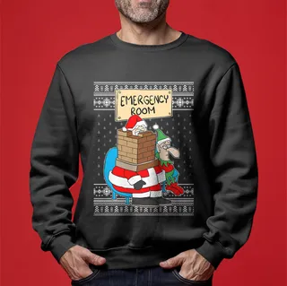 Funny Santa Stuck in Emergency Room Ugly Christmas Sweater For Men