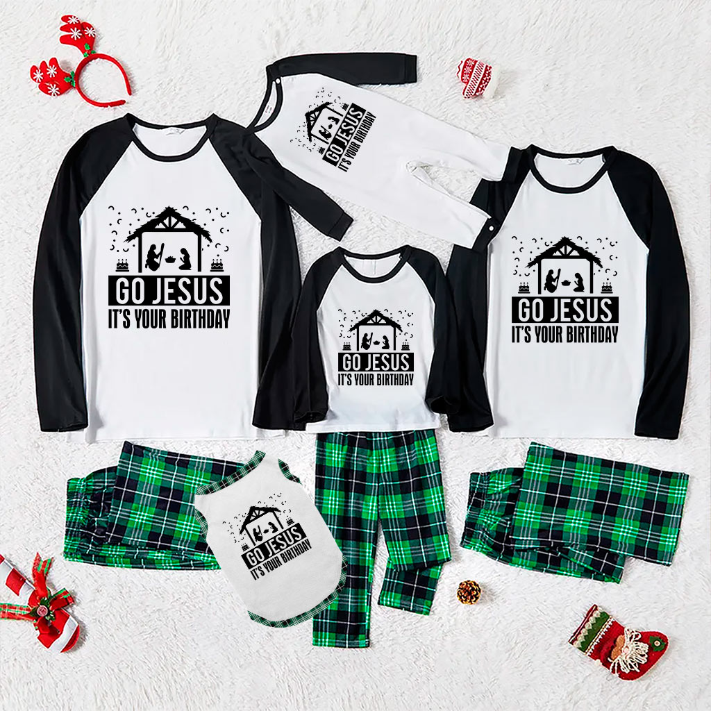 Nativity Matching Family Christmas Pjs Jesus Green Plaid