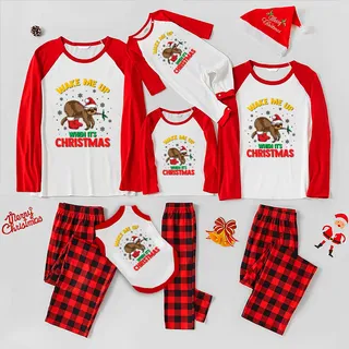 Matching Christmas Pajamas For Family Lazy Sloth Funny Saying Red