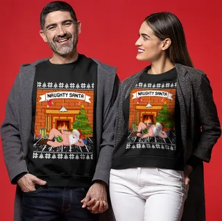 Naughty Naked Santa Ugly Christmas Sweater For Couples