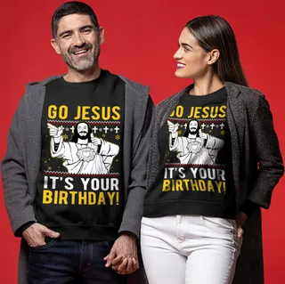 Funny Jesus Birthday Ugly Christmas Sweater For Couples