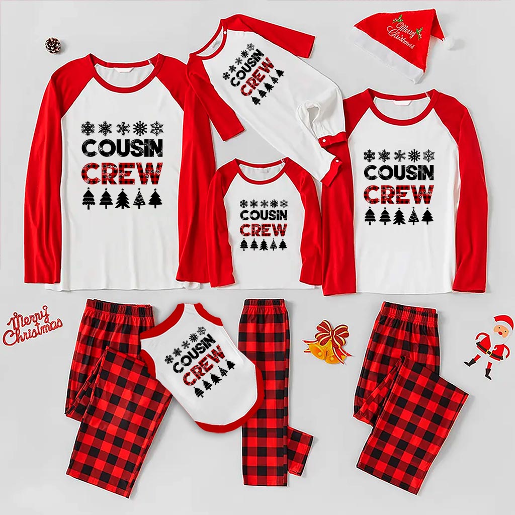 Festive Cousin Crew Christmas Pajamas Red And White - variant image 1