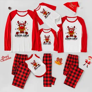 Family Christmas Moose Pajamas With Dog Cousin Crew