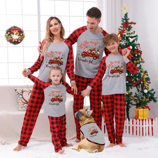 Red Trucks Matching Christmas Pajama Set Gnomes
