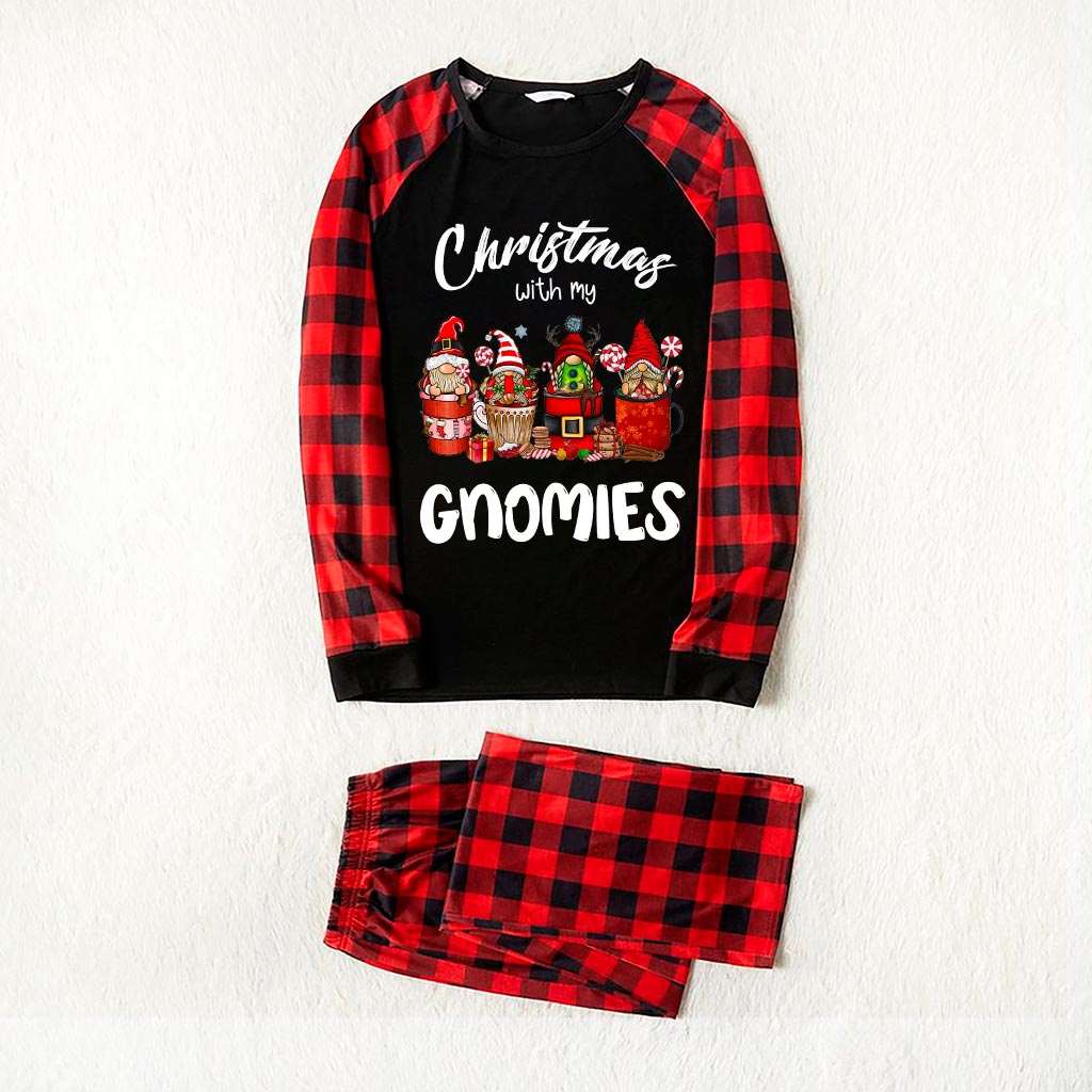 Cute Gnomies Matching Christmas Pajamas With Dog