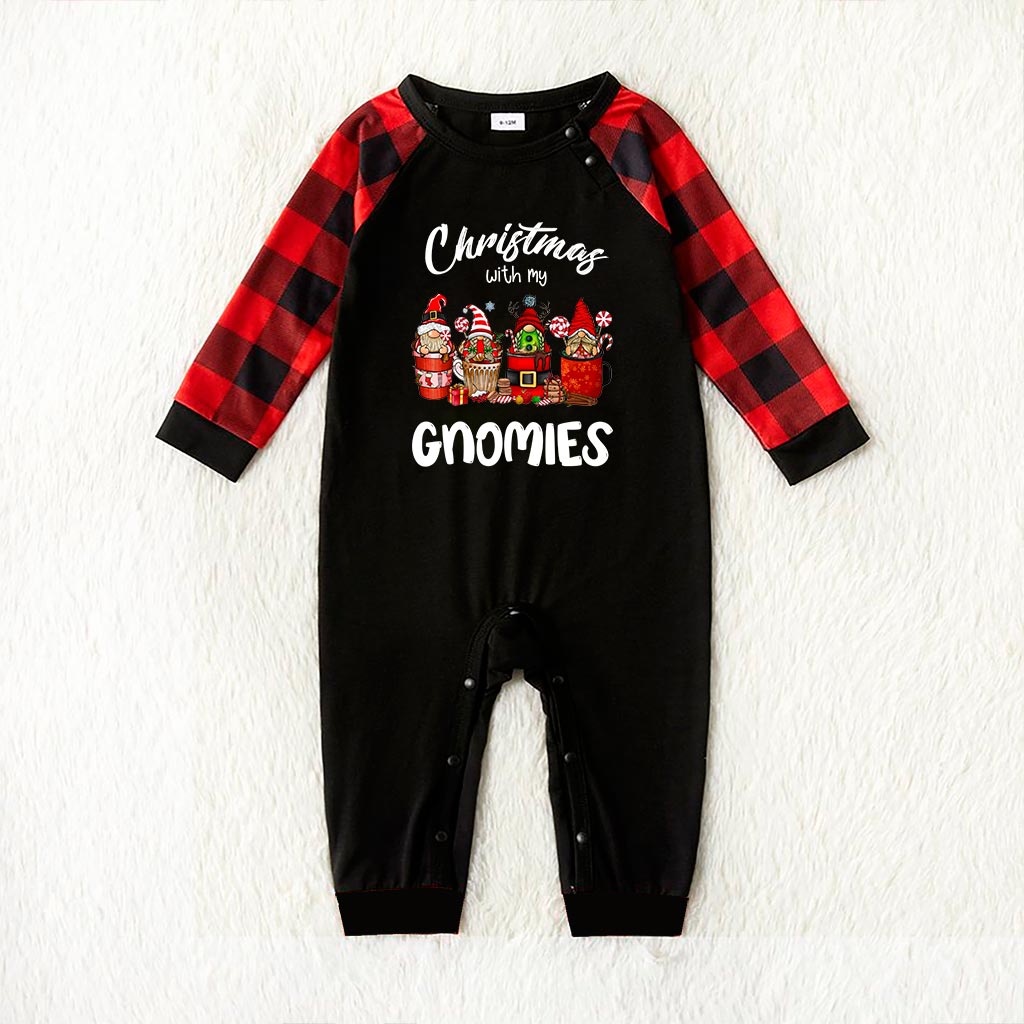 Cute Gnomies Matching Christmas Pajamas With Dog